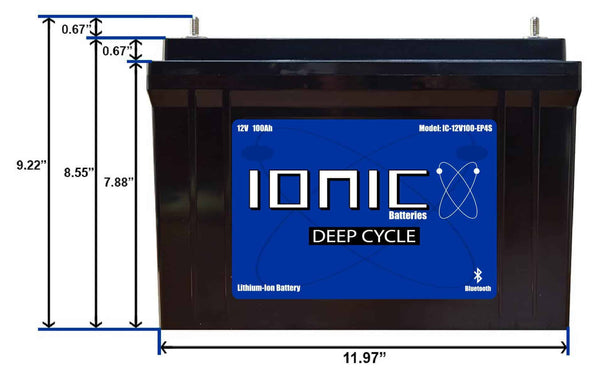 Ionic Lithium 12V 100Ah LiFePO4 Deep Cycle Battery + Bluetooth